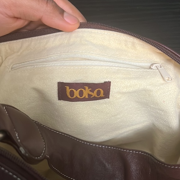 BOLSA Red brown Lambskin Leather clutch ~ EUC reddish clay color - Picture 3 of 8